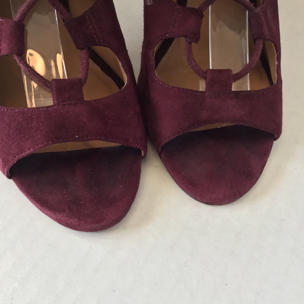 NINE WEST FRETABL BURGUNDY HEELS LACE UP ZIPPER SIZE 8.5 - Picture 12 of 15